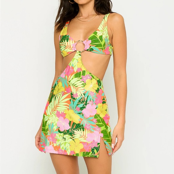 NWT Beach Bunny Cece Swim Mini Dress Yellow Jungle Floral Color - Picture 7 of 8